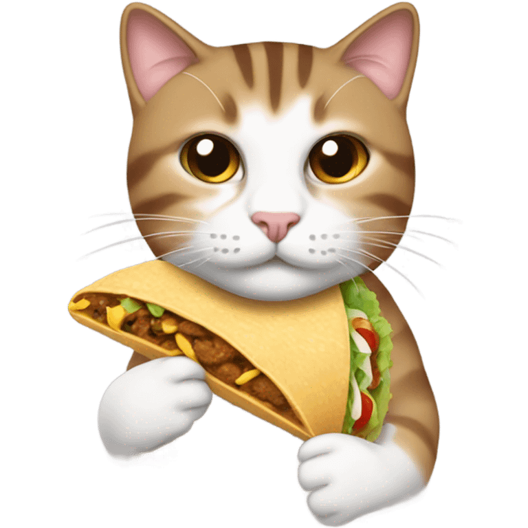 Brown and white tabby cat holding taco  emoji