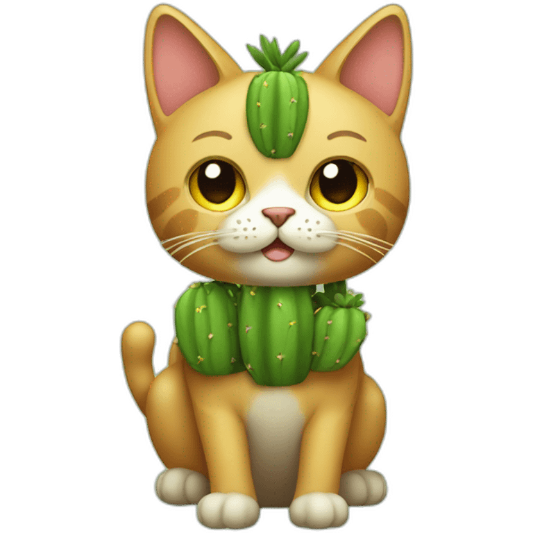 Cat with a cactus between his legs emoji