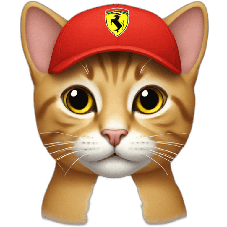  cat with f1 Ferrari red cap  emoji