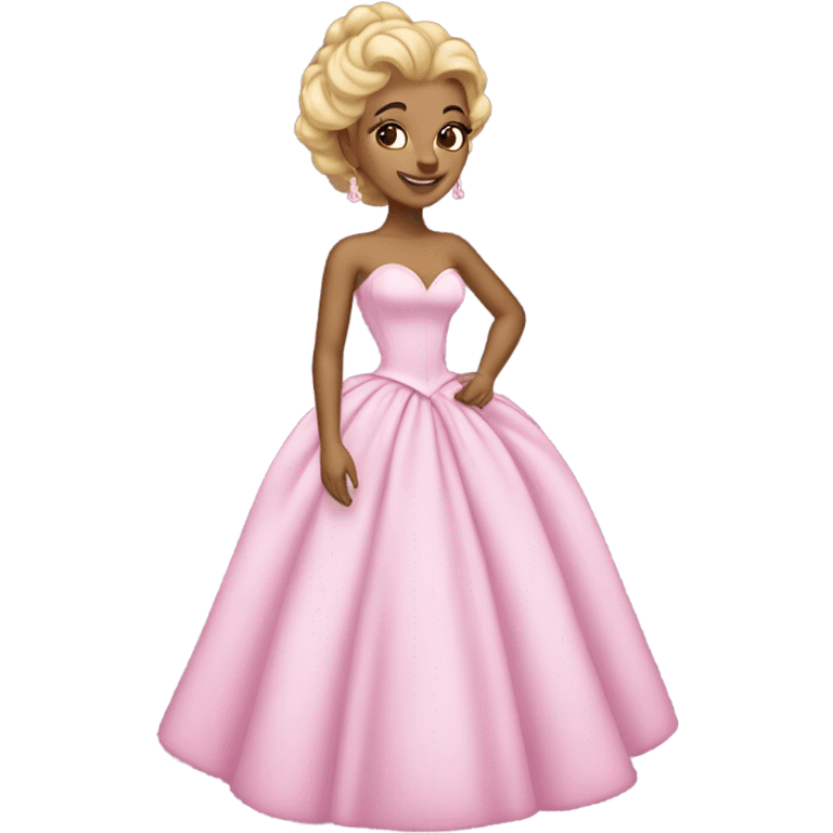 Princess with pink ballgown and light skin and big blonde hair updo pretty detailed realistic  emoji