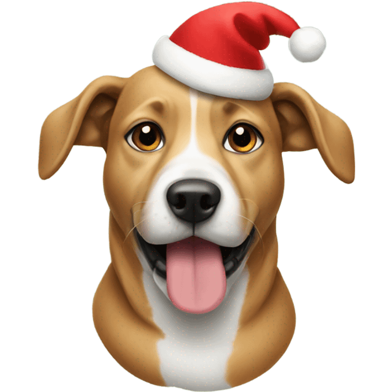 dog wearing chrismas hat emoji