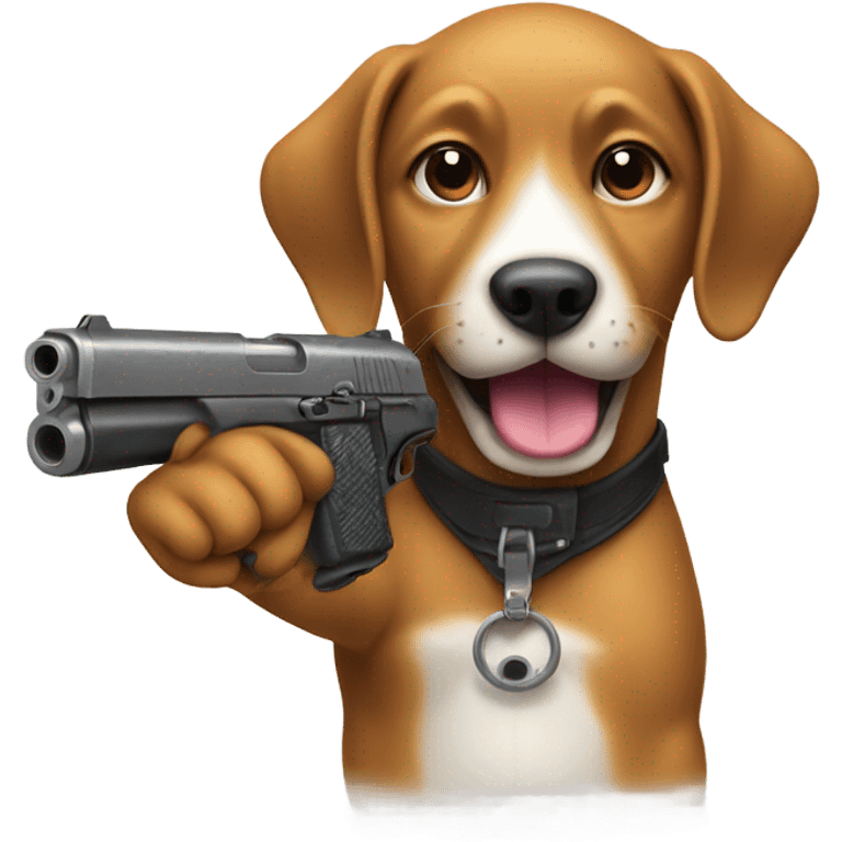 Dog have a gun emoji