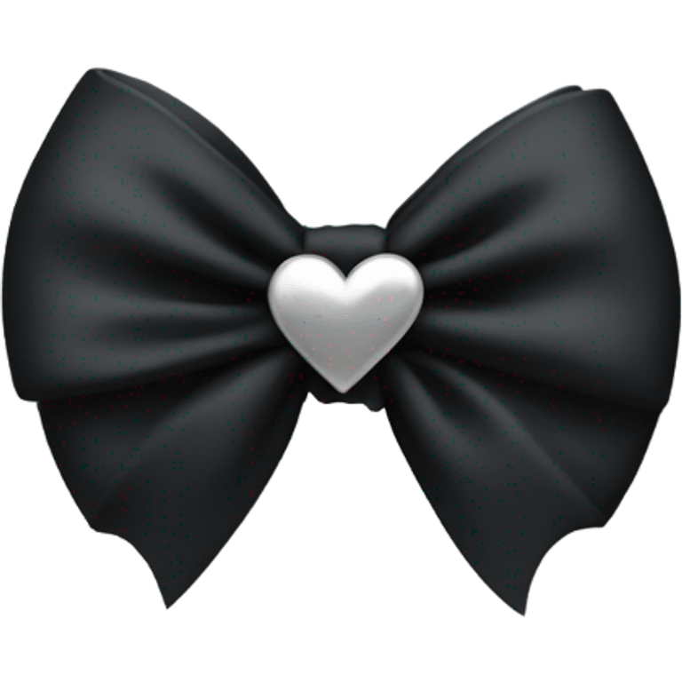 black bow with a silver heart bow in the center emoji