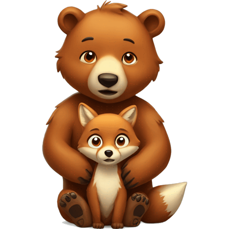 Bear with cutie fox  emoji