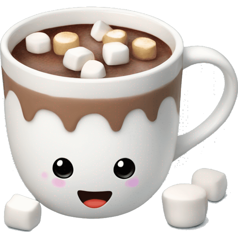 Hot chocolate with marshmallows in christmas mug emoji