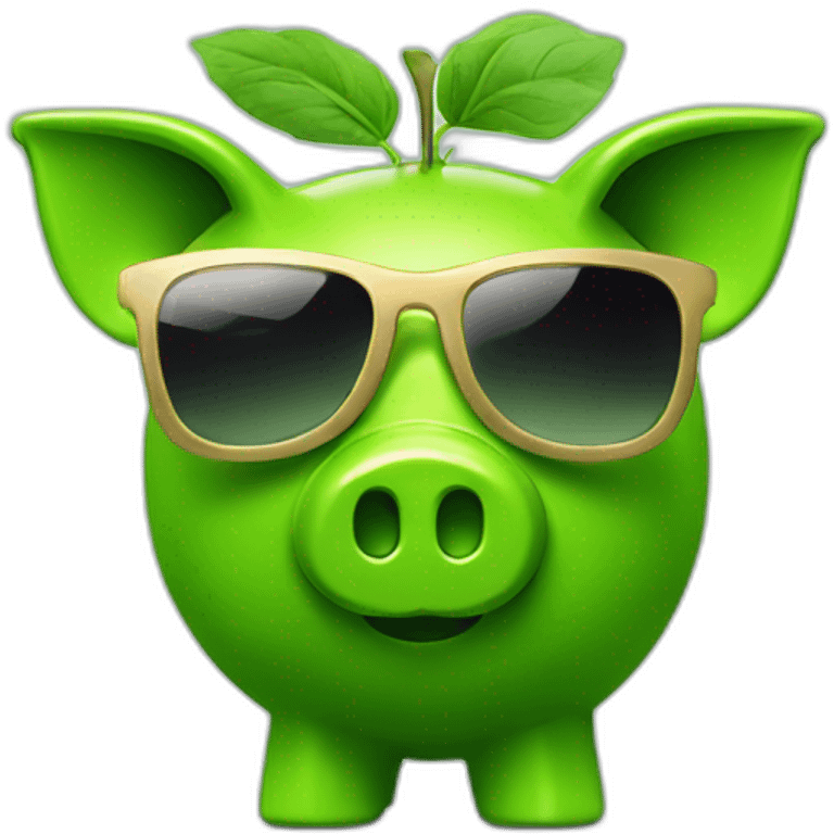 green piggybank with sunglasses emoji