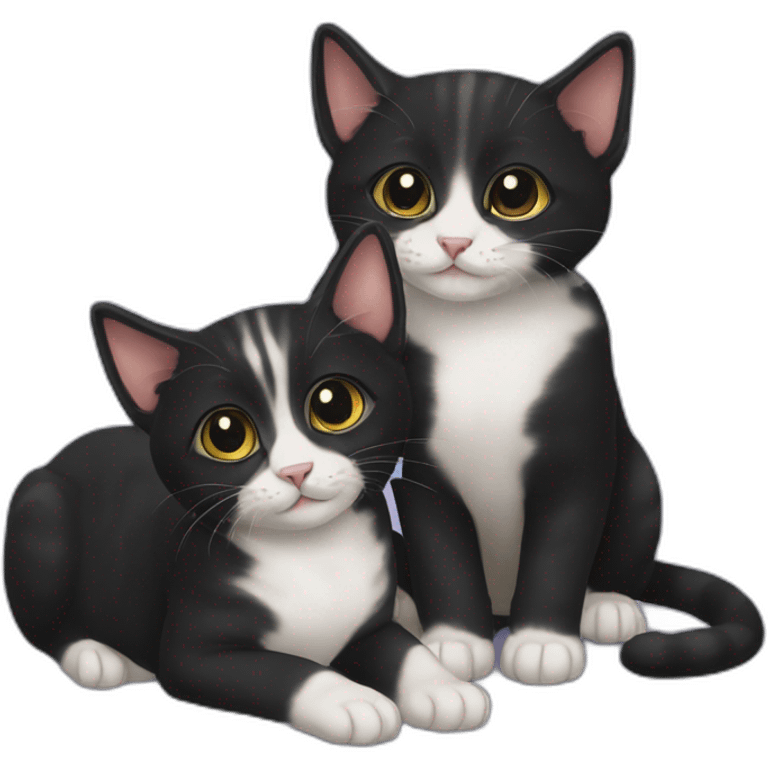 two-cats-bengali-cat-cat-black-kitten-together emoji