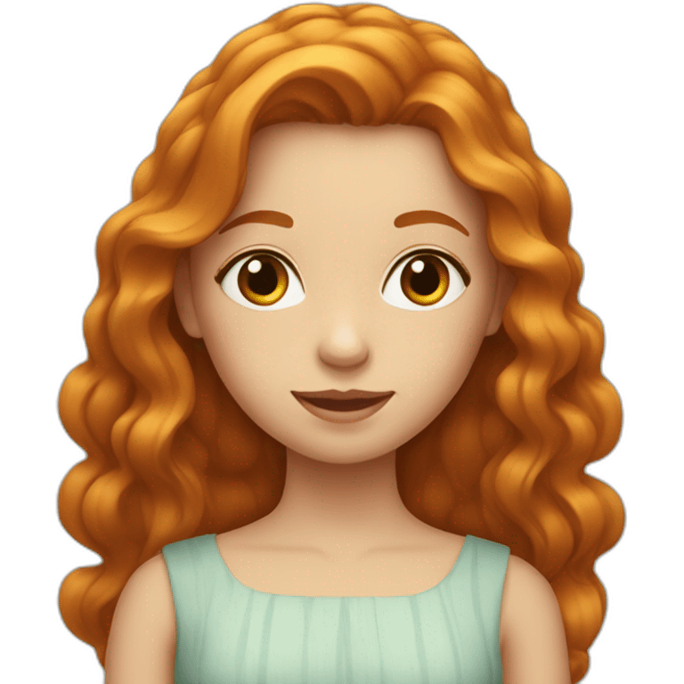 Young girl with long undulating ginger hair and a dress emoji