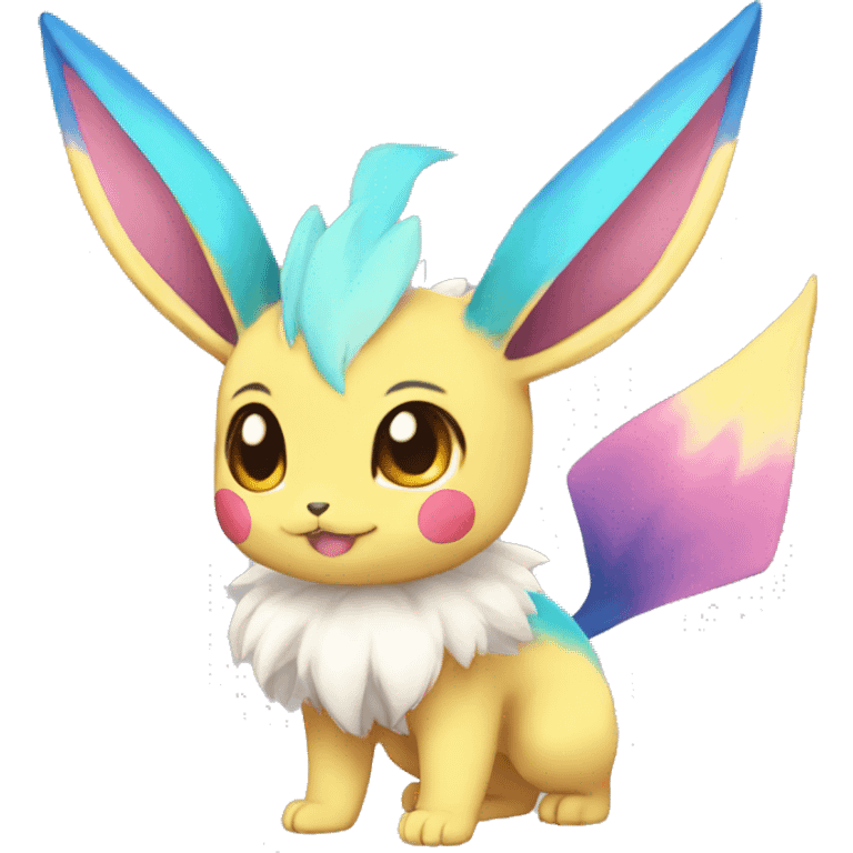 Colorful Kawaii Eeveelution-Cute-Pokémon-fusion full body emoji