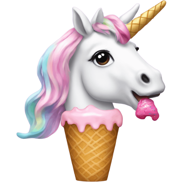 Unicorn eating icecream with preppy nails emoji