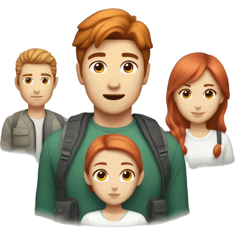 Korean male with Caucasian female who has red hair and a teenage girl emoji