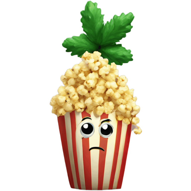 Two popcorn kernels sprouting Christmas tree emoji