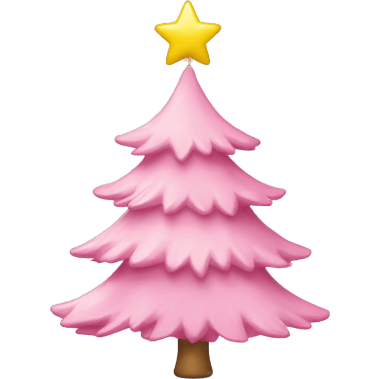 Pink Christmas tree with pastel yellow star on top and white tinsel  emoji