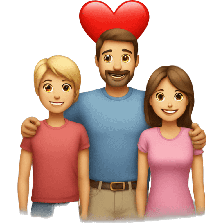 Heart and mom and dad and kids emoji