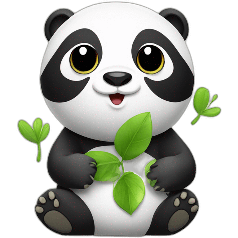 Panda avec une grenouille sur le dos emoji