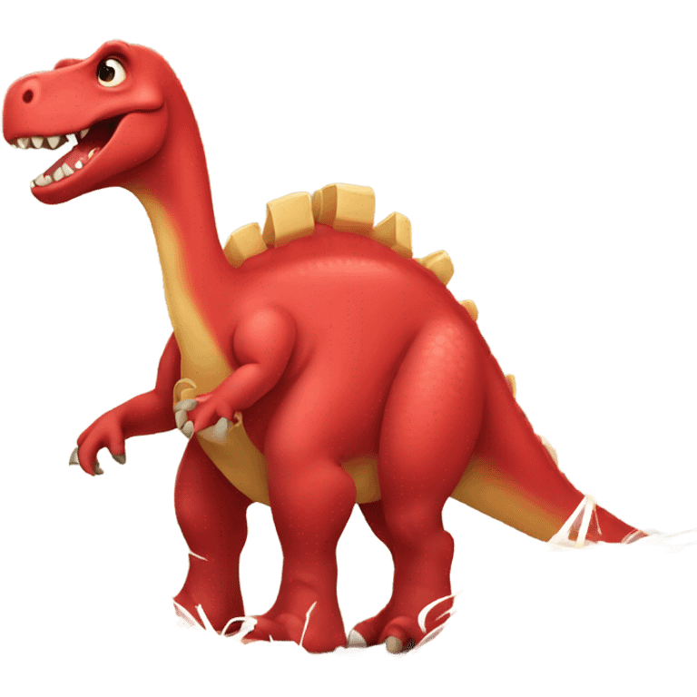 Red dinosaur with hay emoji