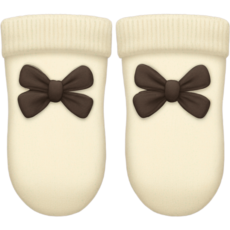 two cream socks with bows  emoji