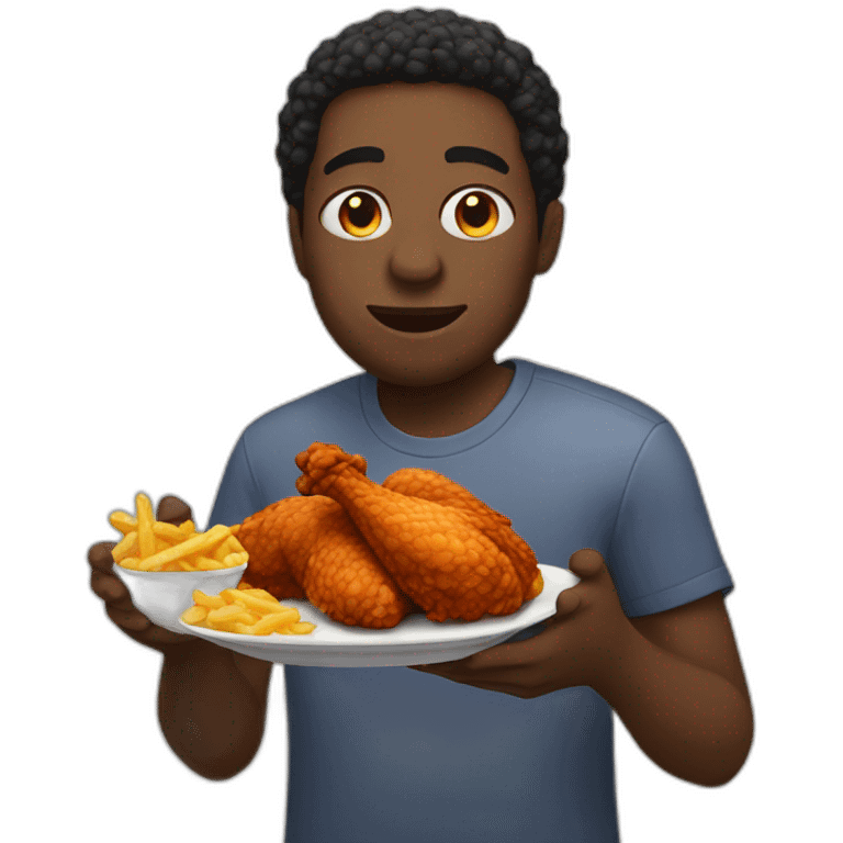 Black man eating fried chicken emoji