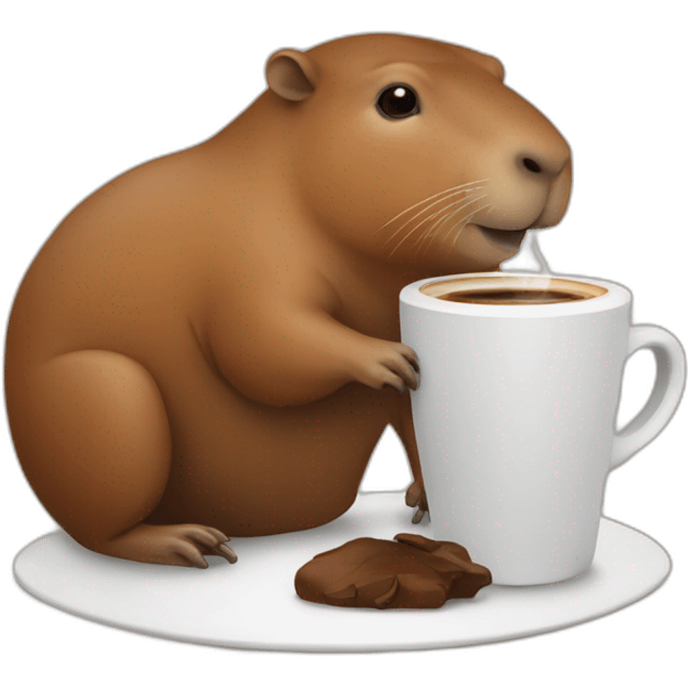 Capibara with cup of coffee emoji