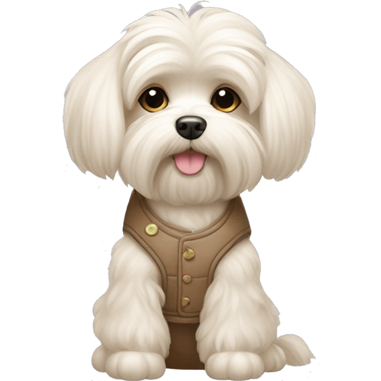 A beige Maltese dog in a vest MATROSOVA emoji