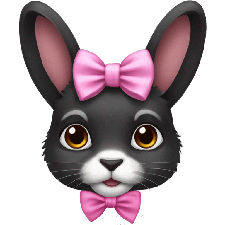 black lionhead rabbit with pink bow emoji