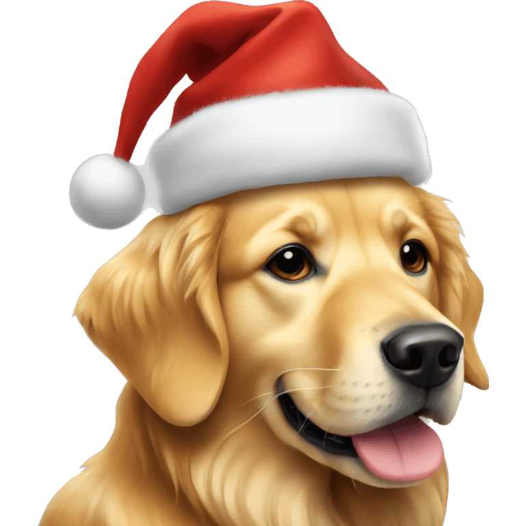 Golden retriever dog wearing a Christmas hat  emoji