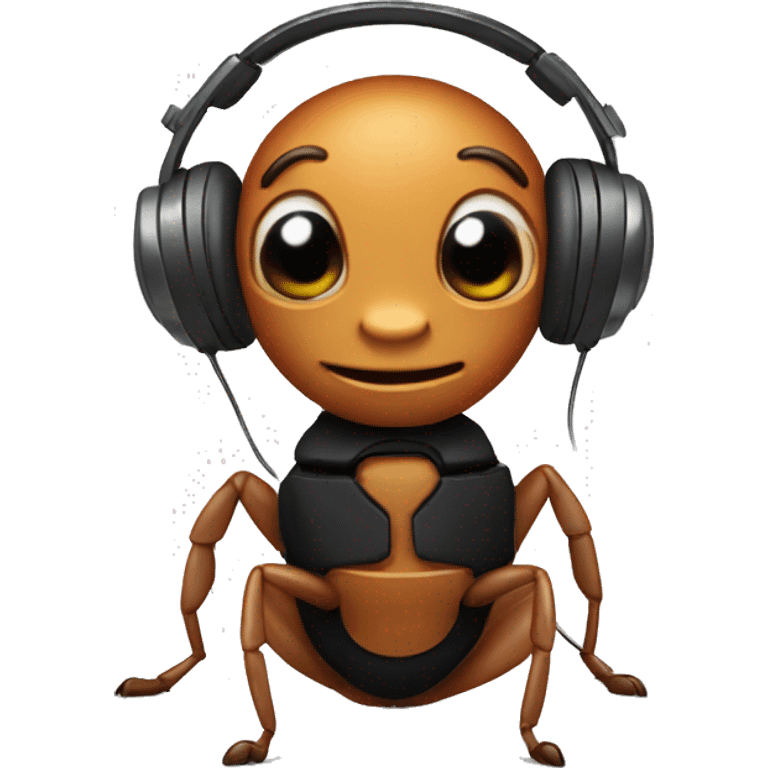 an ant with headphones emoji