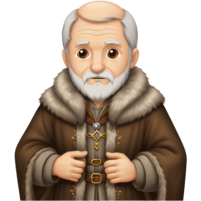 Old man wear Medieval fur coat emoji