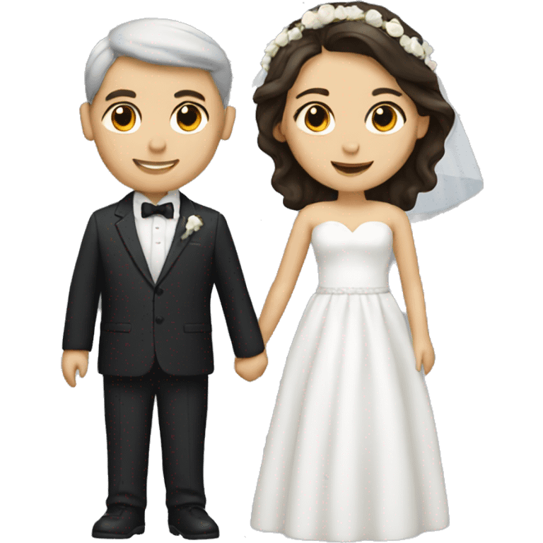 Brunette girl and boy getting married emoji