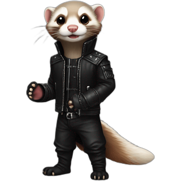 Red ferret wearing black gothic heavy metal clothing emoji