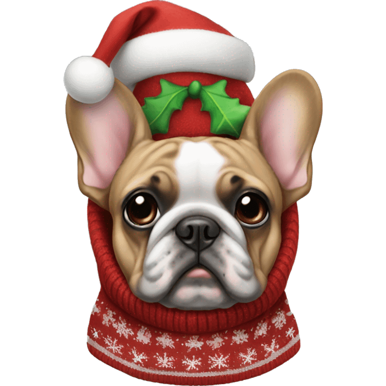 Frenchie in a Christmas jumper emoji