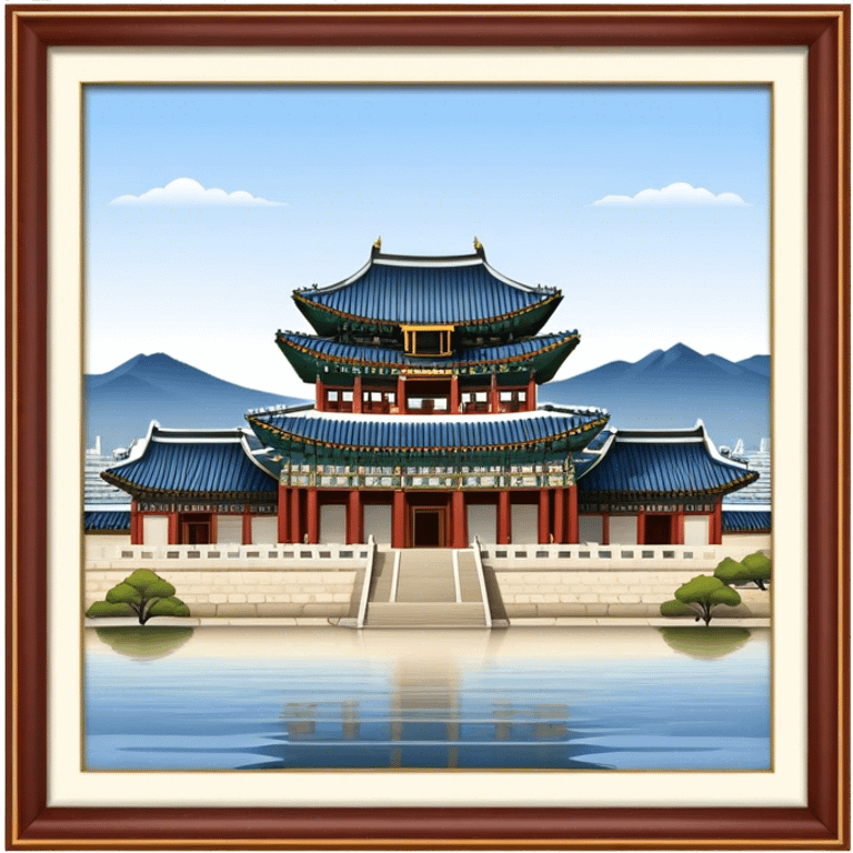 Cinematic Realistic Gyeongbokgung Palace Landmark Emoji, depicted with regal historic architecture rendered with intricate detail and majestic, dynamic lighting. emoji