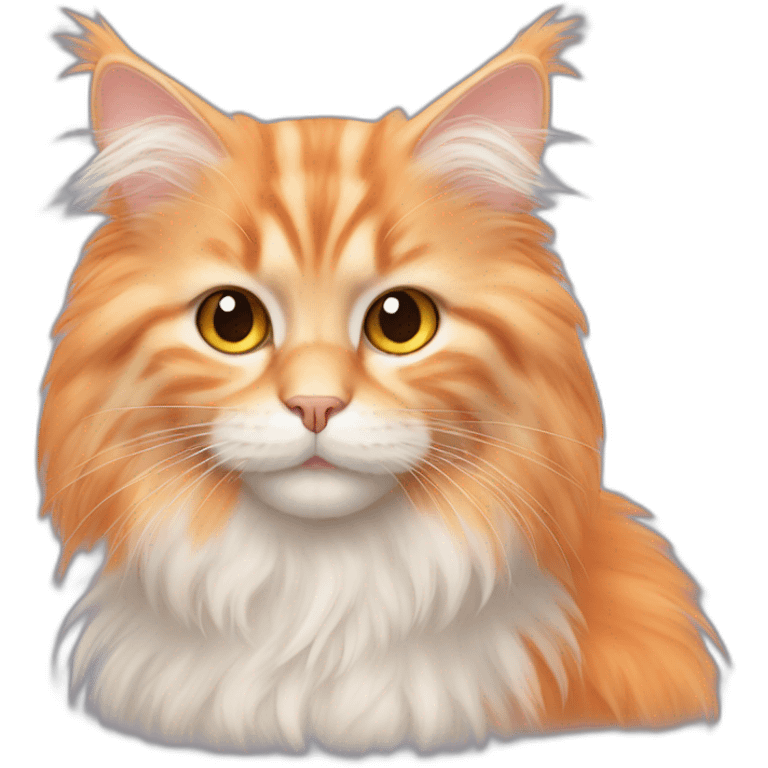 angora cat with orange cat emoji