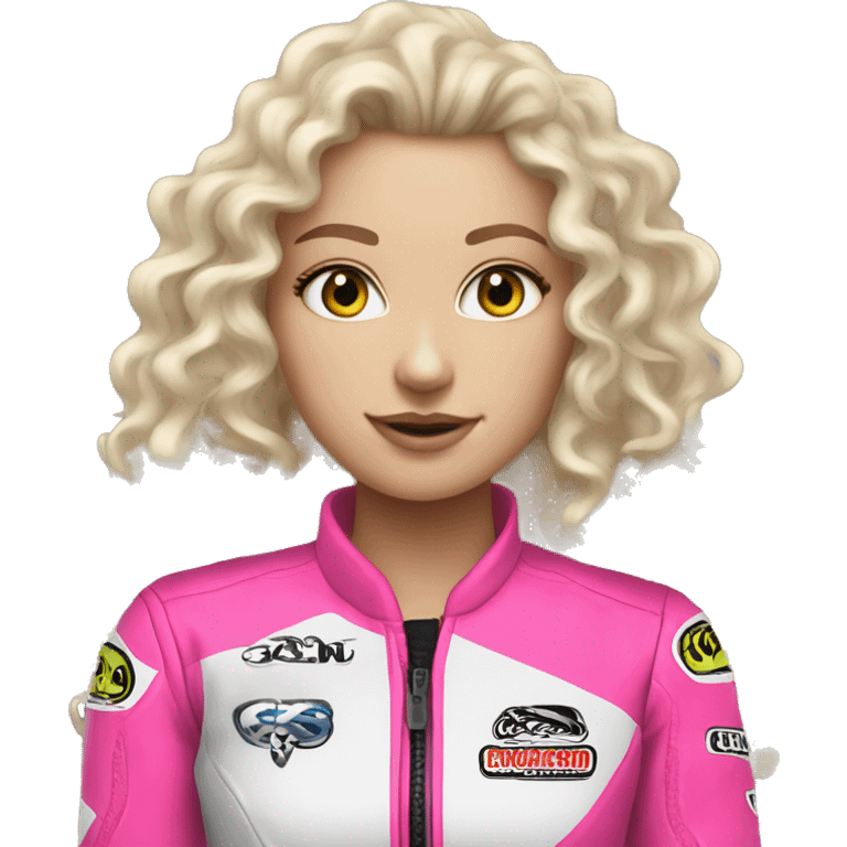 White Girl curly hair motocross pink emoji