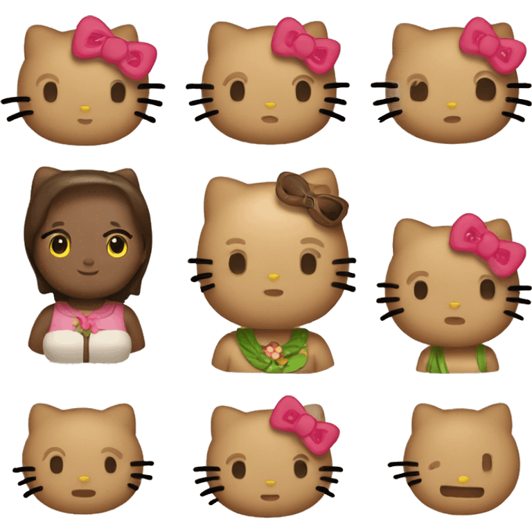 Hello kitty in Hawaii and tan emoji