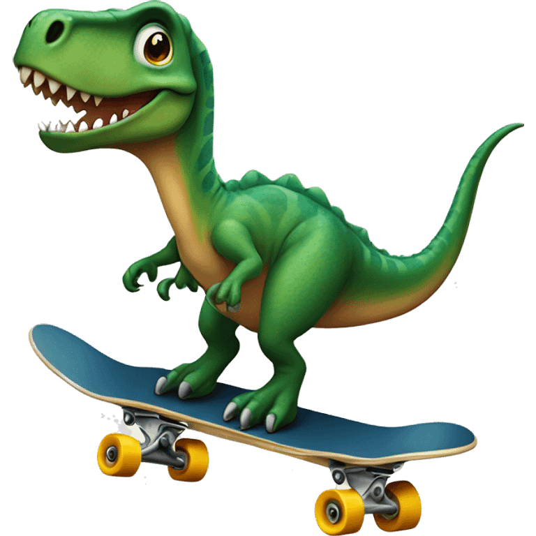 Dino riding a skater emoji