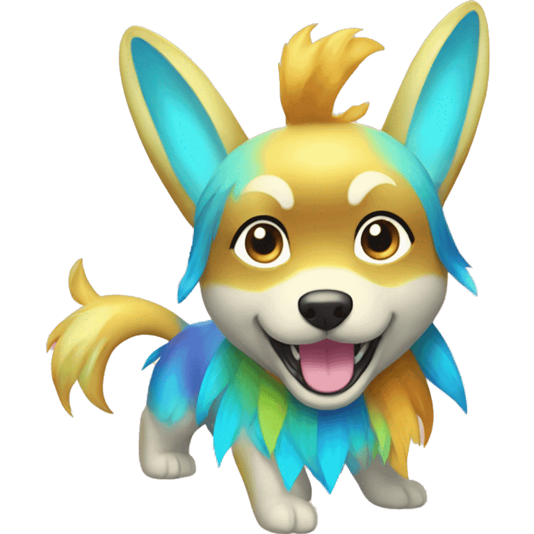 Colorful Gardient Shiny Electric Dog Pokémon emoji