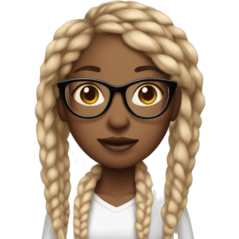 light Black girl with long box braids glasses emoji