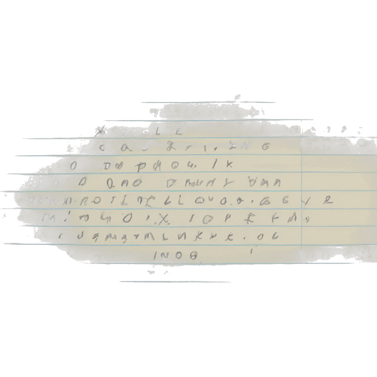 a square-shaped sheet of paper with neatly written text in handwriting. Some words are highlighted in color. emoji