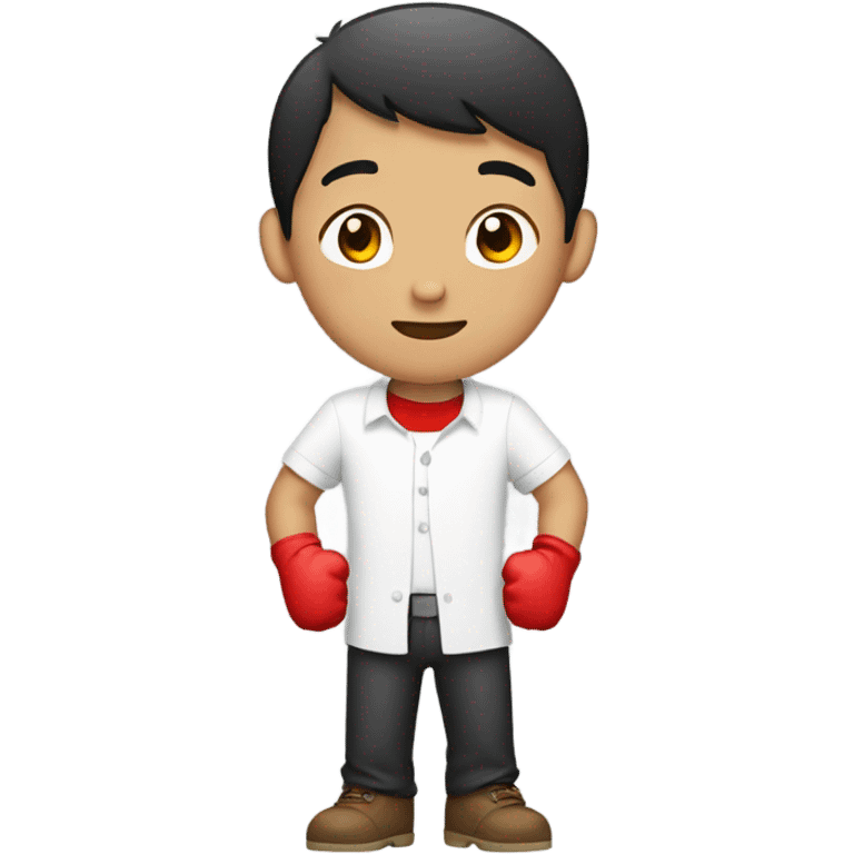 Asian Boy wearing red gloves and a white shirt emoji