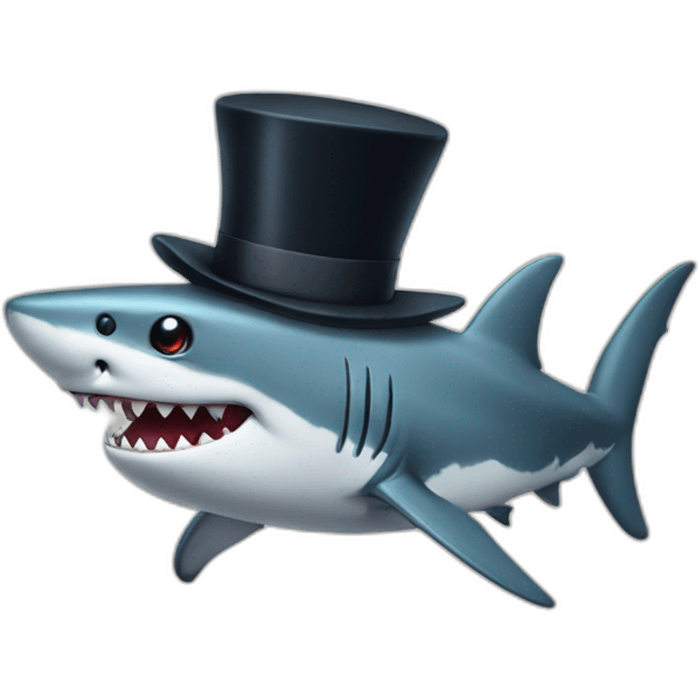 Shark with a top hat emoji