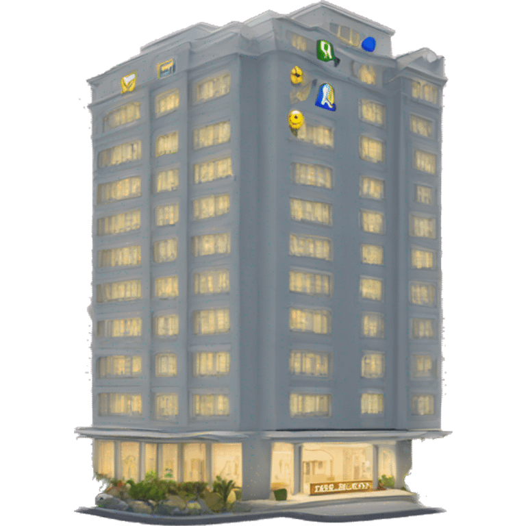 5 starts hotel building with a sign “hotel”  emoji