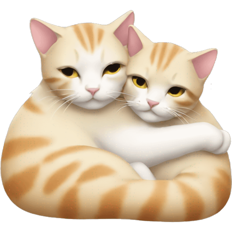 Cats cuddling  emoji