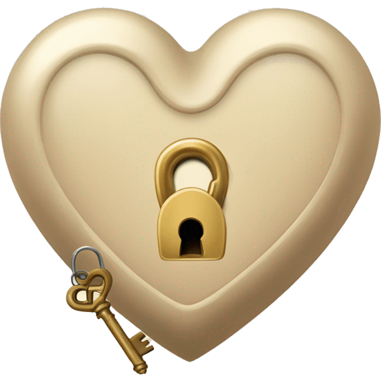 vintage beige heart-shaped lock and key emoji