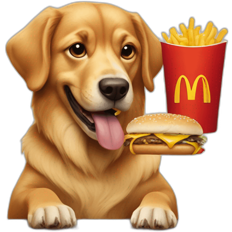 Dog eats McDonald's emoji