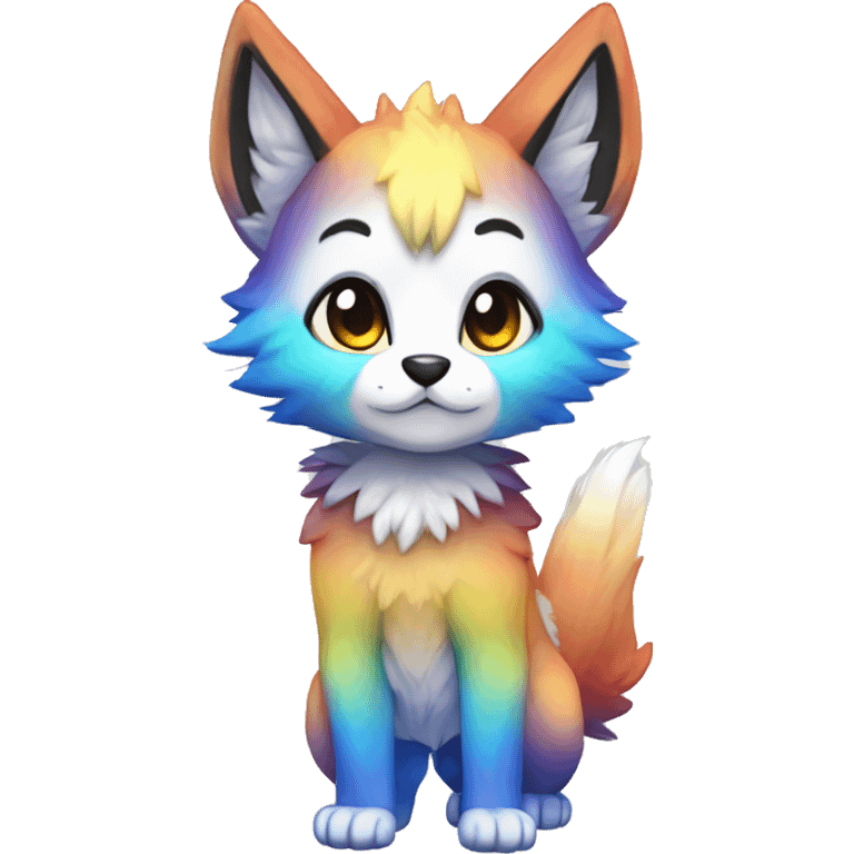 shiny, colorful, gradient, Kemono-style, Chibi, Anthro-Fur-Sona-Fakémon, Full Body emoji