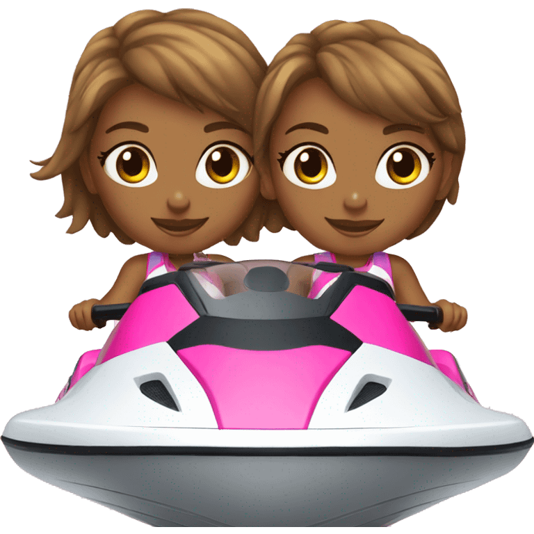 Twin girls on a jetski emoji