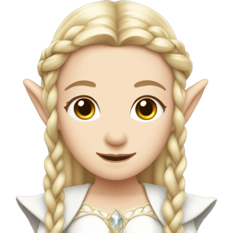 Galadriel , elf ear, white dress, blonde hair with braids emoji