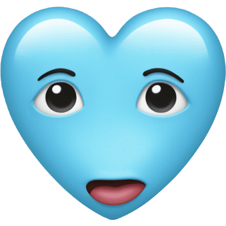 light blue heart with kissy lips emoji