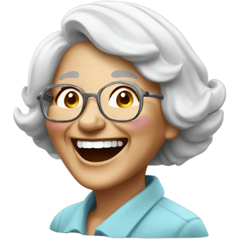 Create a 3d hyper realistic senior woman laughing  emoji